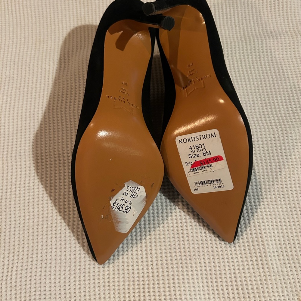 Marc Fisher Stiletto Suede Pointy Mules, black, never worn! - Picture 3 of 3